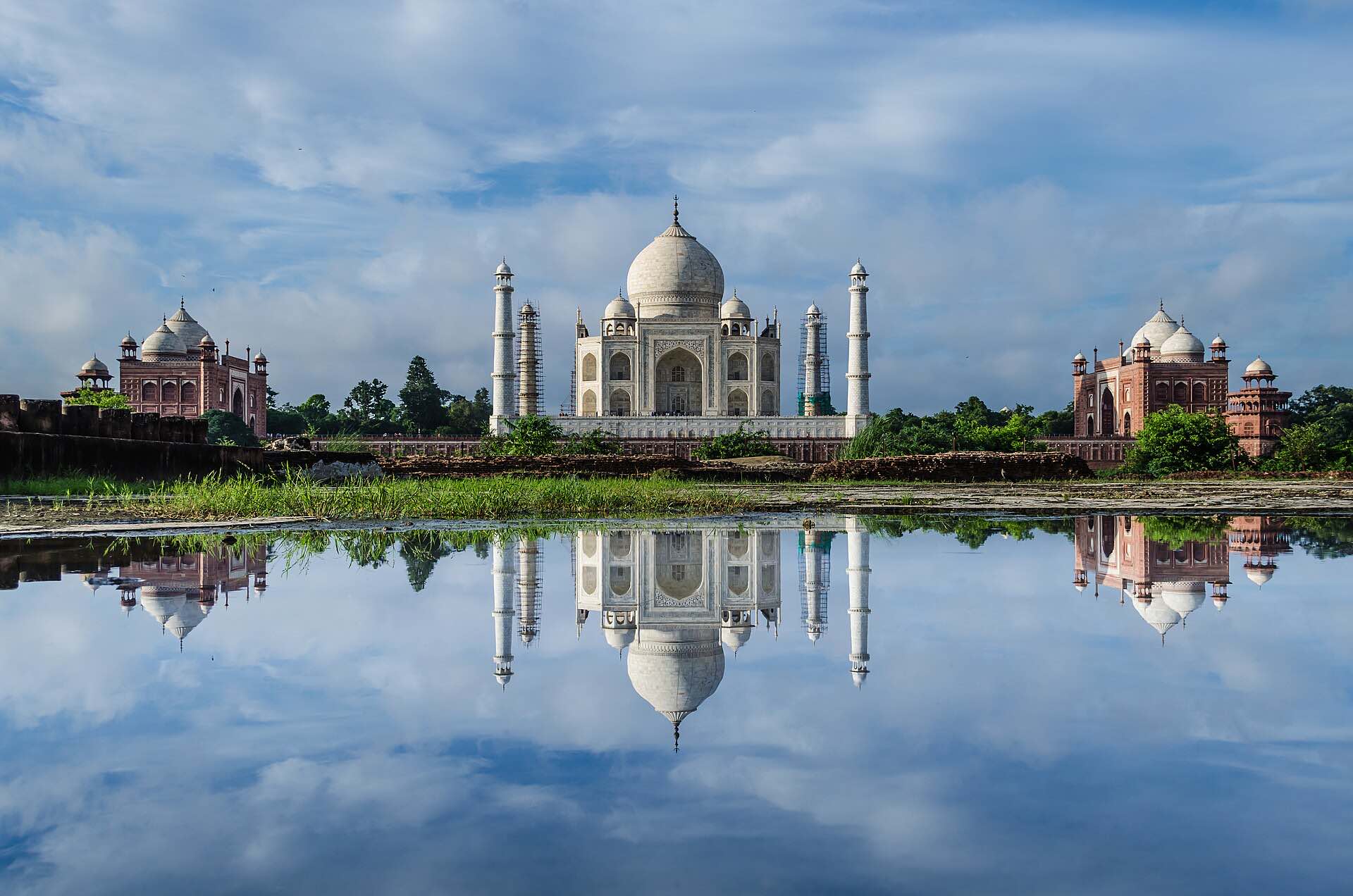 The Taj Mahal and its reflection in still water