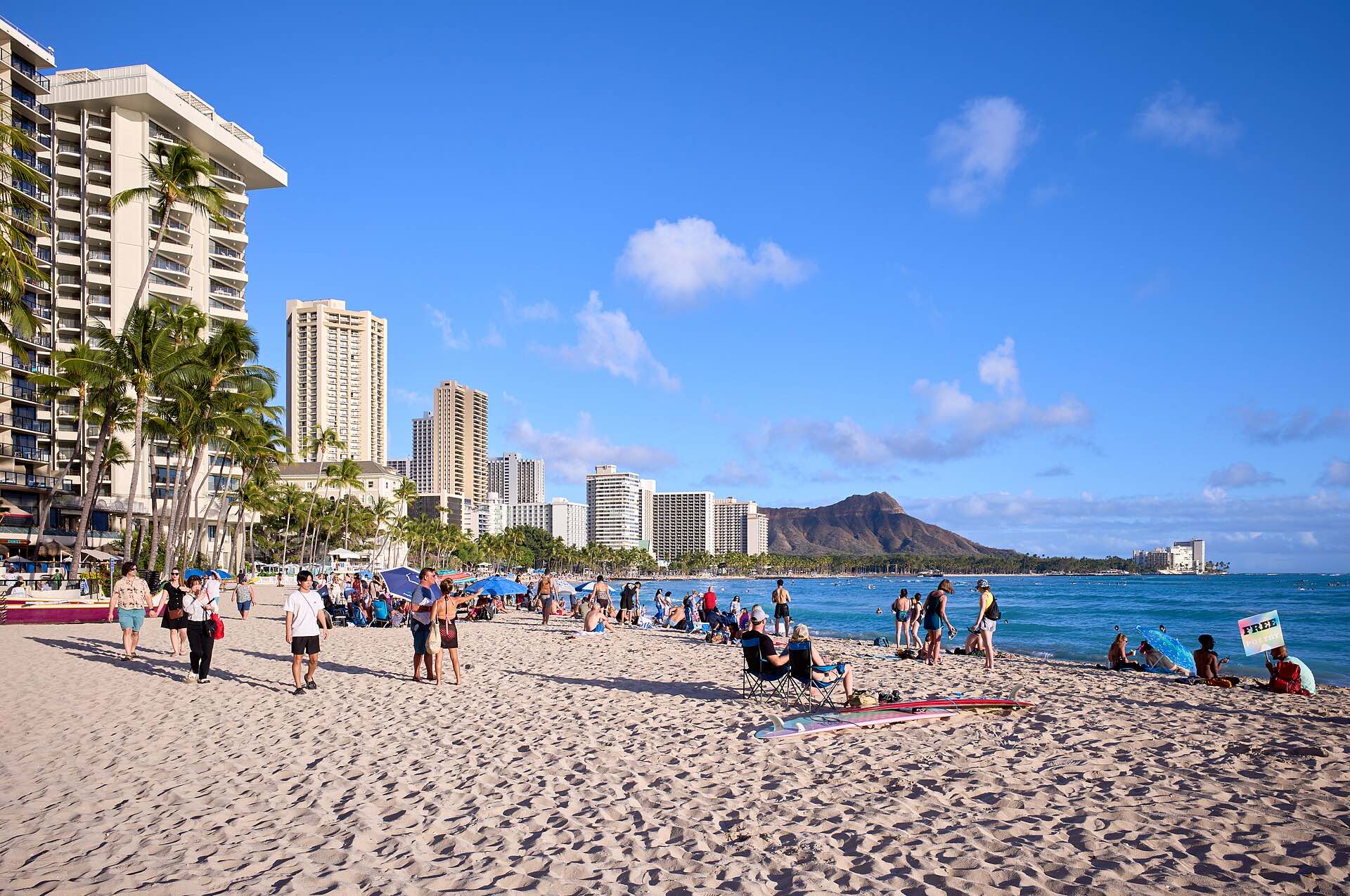 Waikiki Beach with Diamond Head in the distance